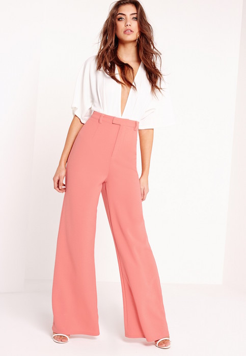 crepe wide leg trousers pink
